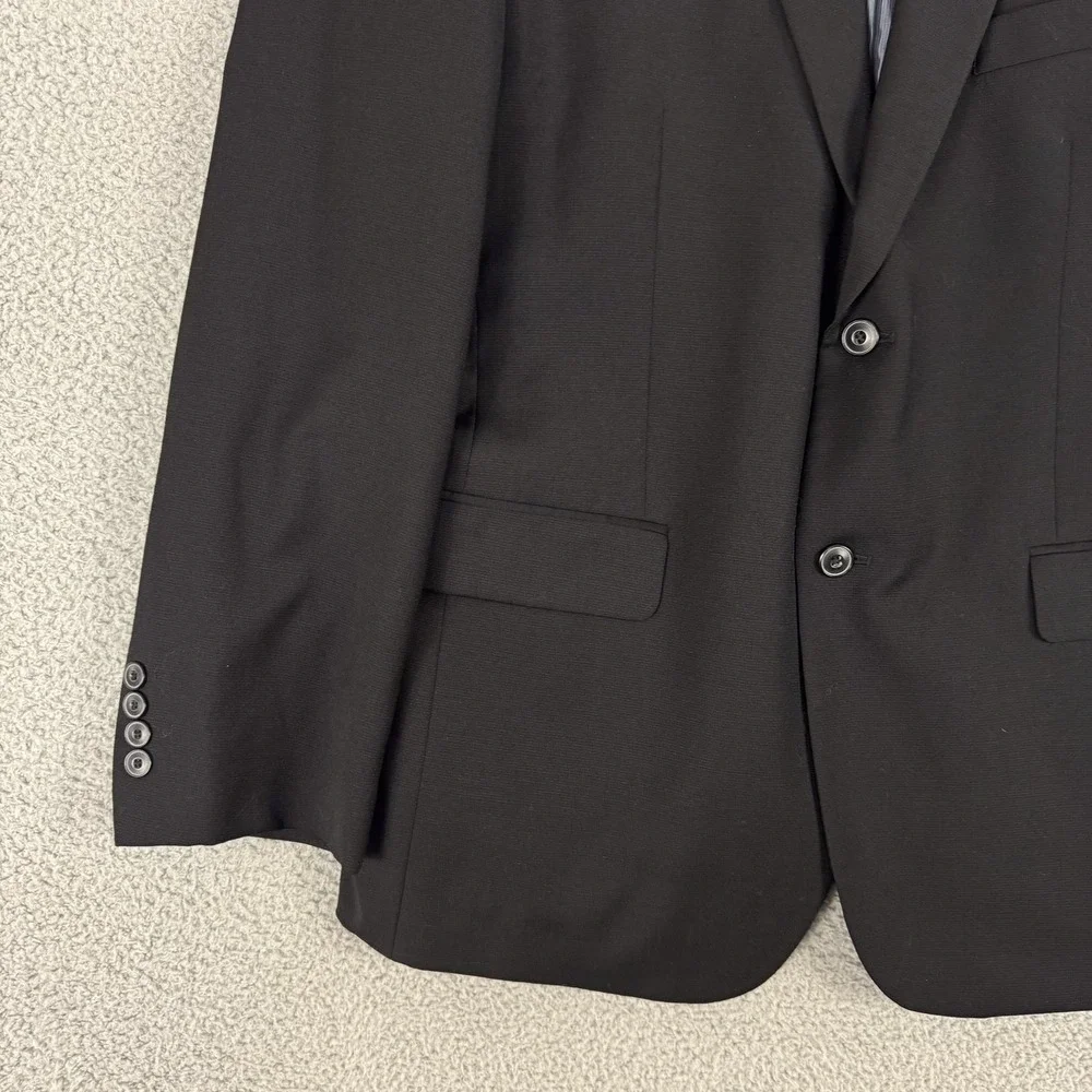 Jos A Bank 1905 Suit Jacket Mens 44R Black Wool‎ Tailored Fit Double Vent 2 Btn